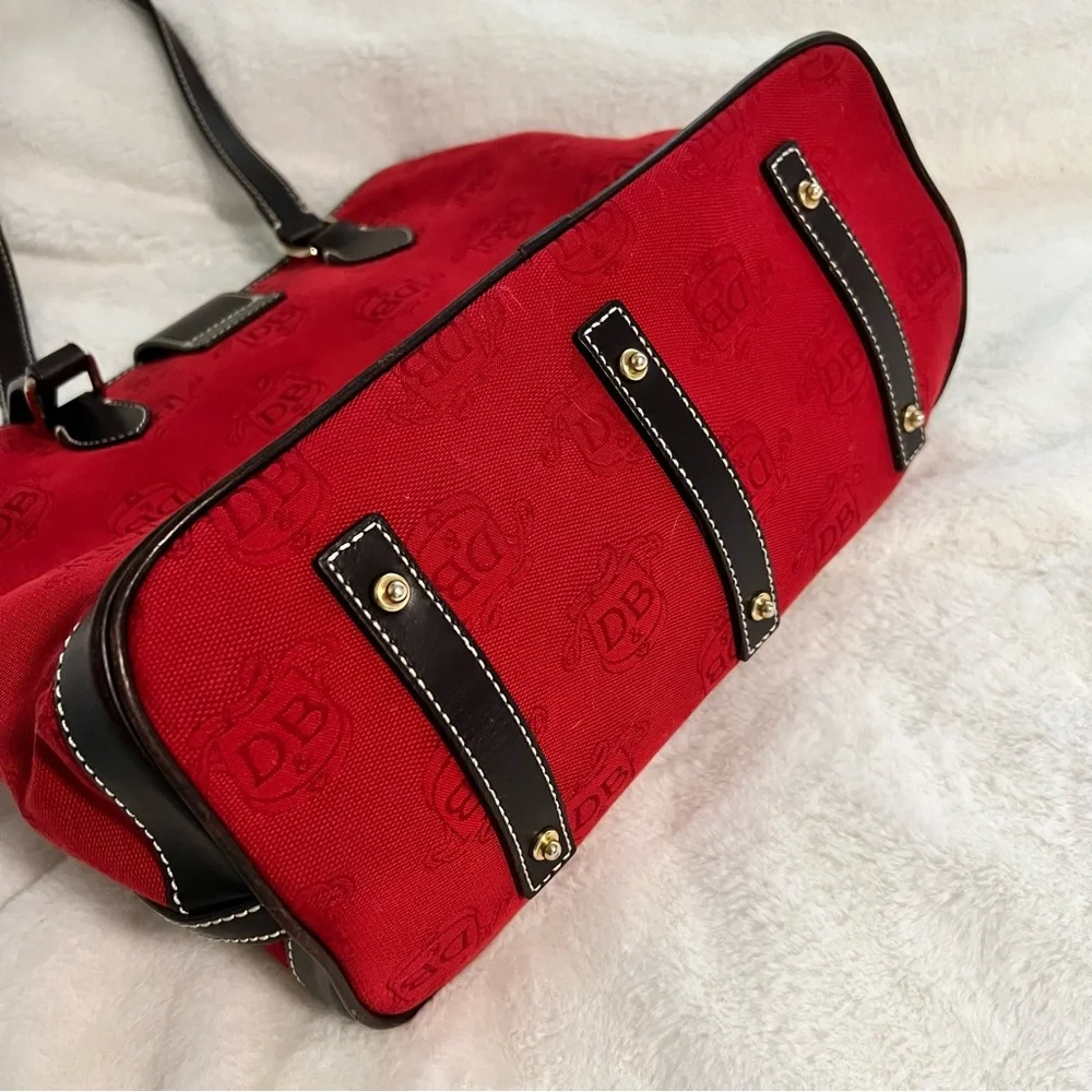 Red Dooney & Bourke Logo Black Trim Satchel - Picture 6 of 10